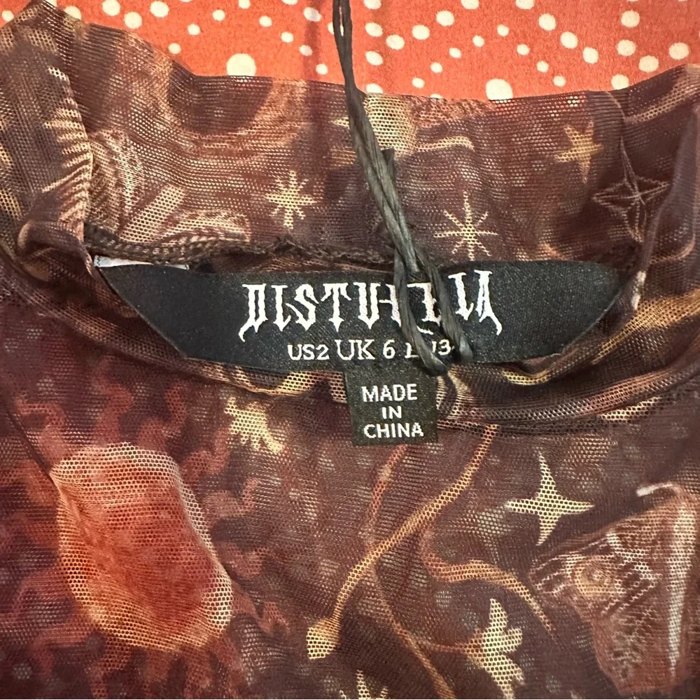 NWT disturbia sheer mesh long sleeve top - size 2 - Picture 3 of 5